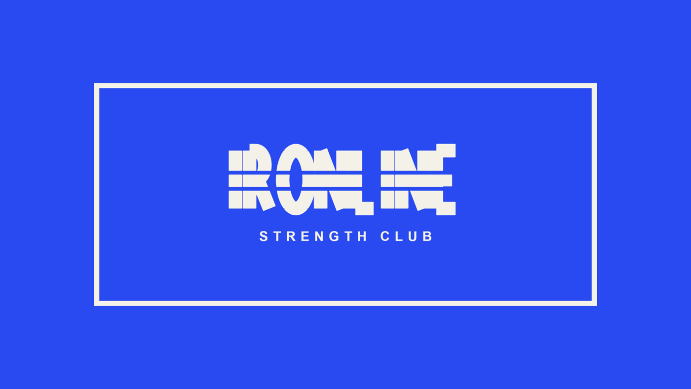 Logo de la salle Ironline Strength Club, composé en Cargo Stencil